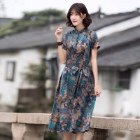 國潮水墨風連衣裙杭州添潭盛泰大碼女裝桑蠶絲品牌折扣