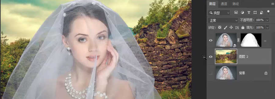 摳取半透明婚紗照片換背景的PS摳圖教程